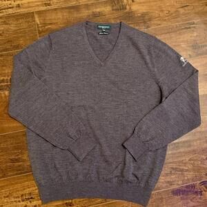 Fairway & Greene Baruffa Italian Merino Wool V-Neck Sweater Men’s L Gray